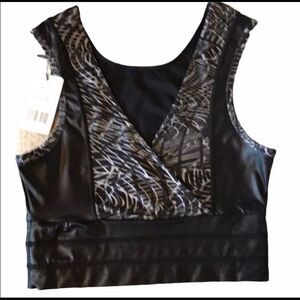 Reflex Sassy Crop Bra Small Black & Grey NWT